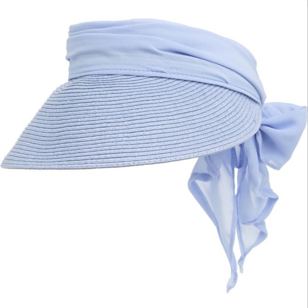 Vince Camuto Chiffon Tie Bow Straw Sun Visor